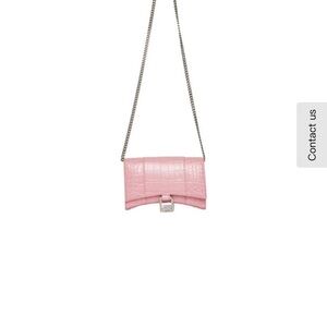 Balenciaga Pink Croc-Embossed Crossbody Bag